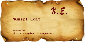 Nuszpl Edit névjegykártya